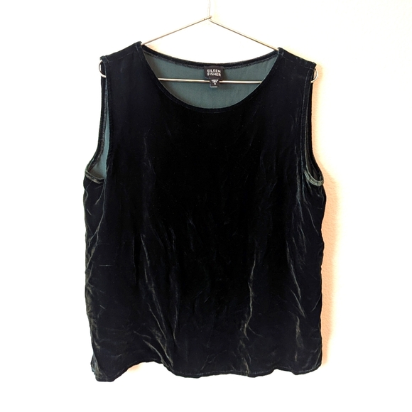 Eileen Fisher Tops - Eileen Fisher Green Velvet Sleeveless Blouse